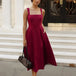Danielle Midi Corset Dress Wine Front