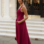Danielle Midi Corset Dress Wine Side