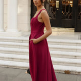 Danielle Midi Corset Dress Wine Side
