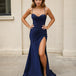 Darlia Glitter Corset Fitted Gown Formal Navy