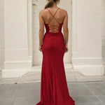 Darlia Glitter Corset Fitted Gown Formal Red