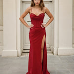 Darlia Glitter Corset Fitted Gown Formal Red
