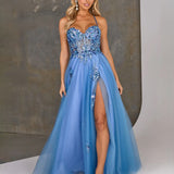 Diana Corset Tulle Gown - Blue