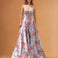 Donatella Satin Corset Gown Pale Blue Floral Front
