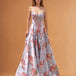 Donatella Satin Corset Gown Pale Blue Floral Front