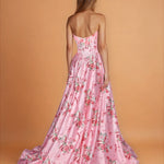 Donatella Satin Corset Gown Pink Floral Back