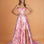 Donatella Satin Corset Gown Pink Floral Front