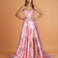 Donatella Satin Corset Gown Pink Floral Front