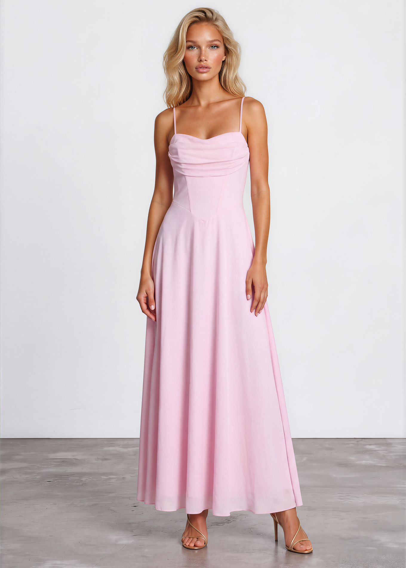 Elanore Maxi Dress - Pink Front