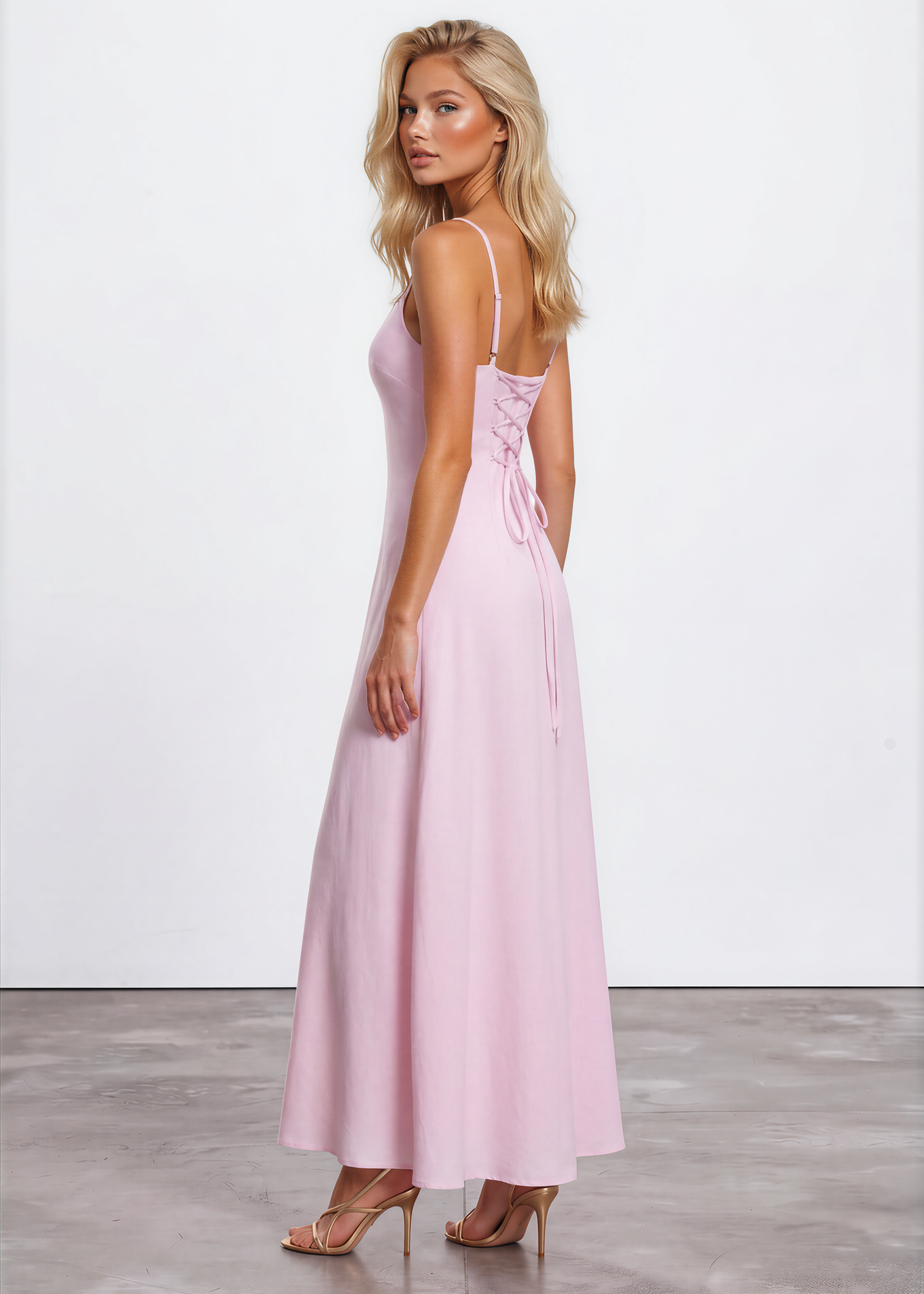 Elanore Maxi Dress - Pink Side Back