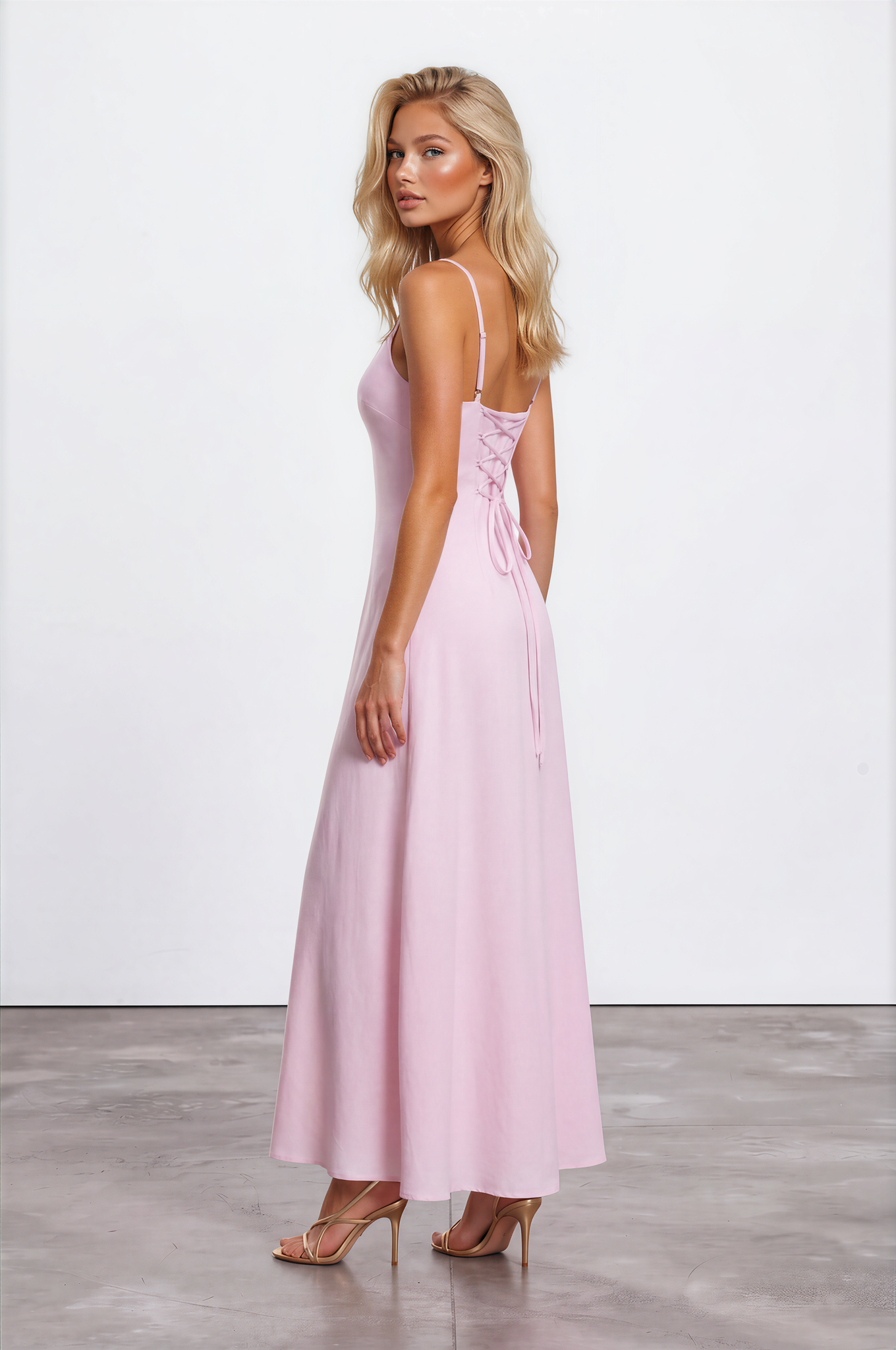 Elanore Maxi Dress - Pink Side Back