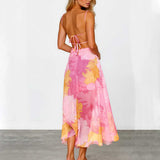 Elara Floral Maxi Dress - Pink Print