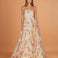 Elizabetta Layered Corset Gown Yellow Floral Front