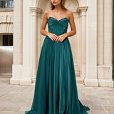 Clarisse Satin Corset Gown Emerald Front