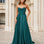 Clarisse Satin Corset Gown Emerald Front