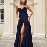 Elise Satin Corset Gown Navy Front 