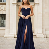 Elise Satin Corset Gown Navy Front