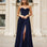 Elise Satin Corset Gown Navy Front