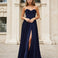 Elise Satin Corset Gown Navy Front