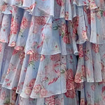 Elizabetta Layered Corset Gown Pale Blue Floral Fabric