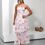 Ember Layered Chiffon Maxi Dress - Pink Floral