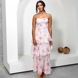 Ember Layered Chiffon Maxi Dress - Pink Floral