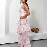 Ember Layered Chiffon Maxi Dress - Pink Floral