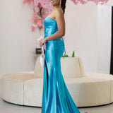 Ester Strapless Corset Gown - Aqua