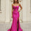 Ester Strapless Corset Gown - Hot Pink Front