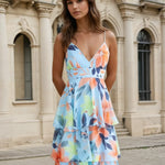 Evangeline Floral Maxi Dress Blue Print Front