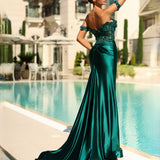 Faith Off Shoulder Corset Gown - Emerald