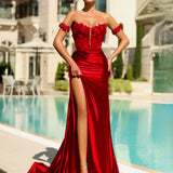 Faith Off Shoulder Corset Gown - Red