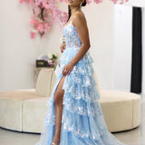 Felicia Ruffle Gown - Pale Blue