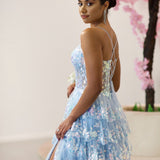 Felicia Ruffle Gown - Pale Blue