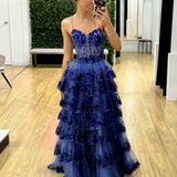 Felicia Ruffle Gown -  Slate Blue