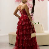 Felicia Ruffle Gown - Wine