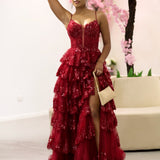 Felicia Ruffle Gown - Wine