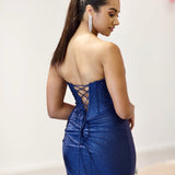 Florelle Strapless Corset Gown - Navy