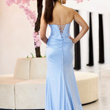 Florelle Strapless Corset Gown - Pale Blue