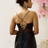 Florencia Satin Corset Gown - Black