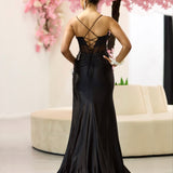 Florencia Satin Corset Gown - Black