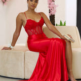 Florencia Satin Corset Gown - Red