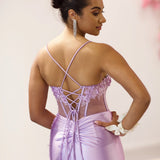 Florencia Satin Corset Gown - Lilac