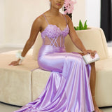 Florencia Satin Corset Gown - Lilac