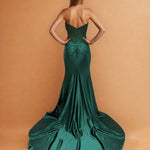 Florenza Satin Corset Gown Emerald Back