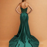 Florenza Satin Corset Gown Emerald Back