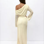 Ginnie Knit Long Sleeve Maxi Dress Cream Back