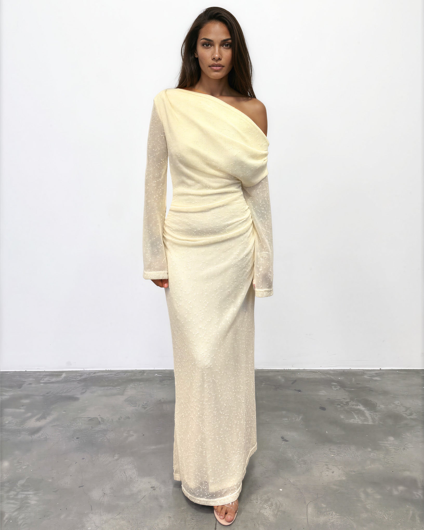 Ginnie Knit Long Sleeve Maxi Dress Cream