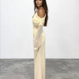 Ginnie Knit Long Sleeve Maxi Dress Cream Side
