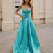 Gabrielle Strapless Mikado Bow Gown  Aqua Front